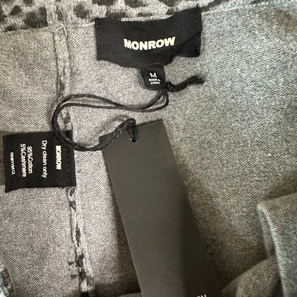 MONROW Black/Grey Mini Leopard Cotton/Cashmere Blend Sweatpants Medium NEW - Picture 3 of 4